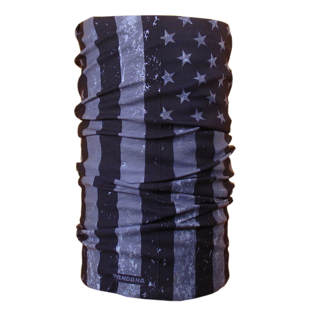 Distressed American Flag Black and White Pandana Seamless Tube Bandana Face Mask